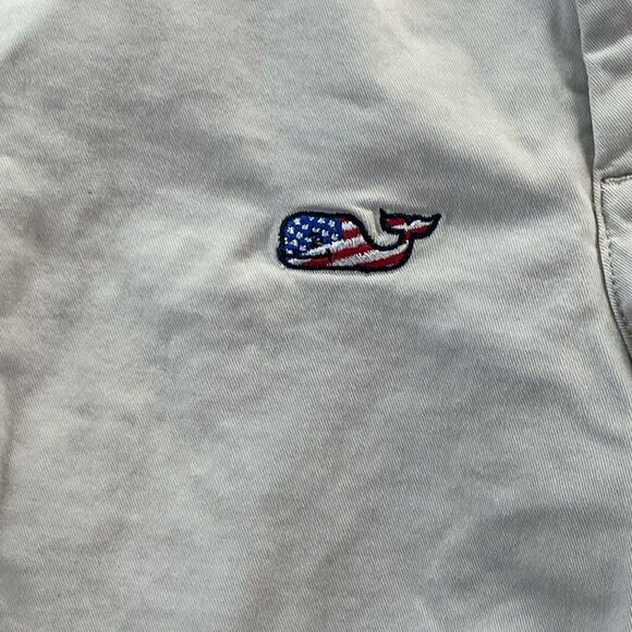 Vineyard Vines Shorts Men 30 Beige Chino Club Short USA Flag Whale Embroidery - Picture 2 of 15
